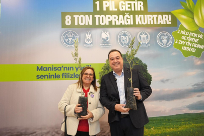 Manisa'da Atık Pil Getirene Zeytin Fidanı